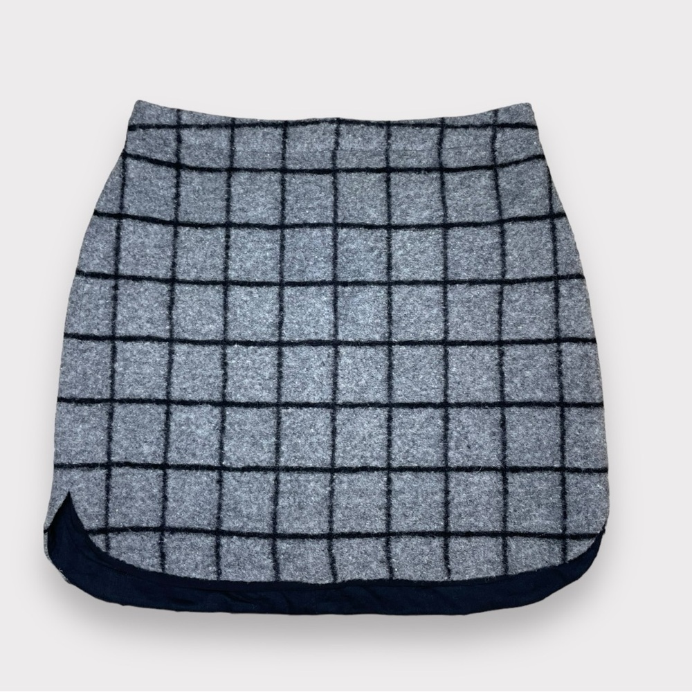 Madewell Wool Shirttail Plaid Mini Skirt in Grid Check Gray Womens Size 4
